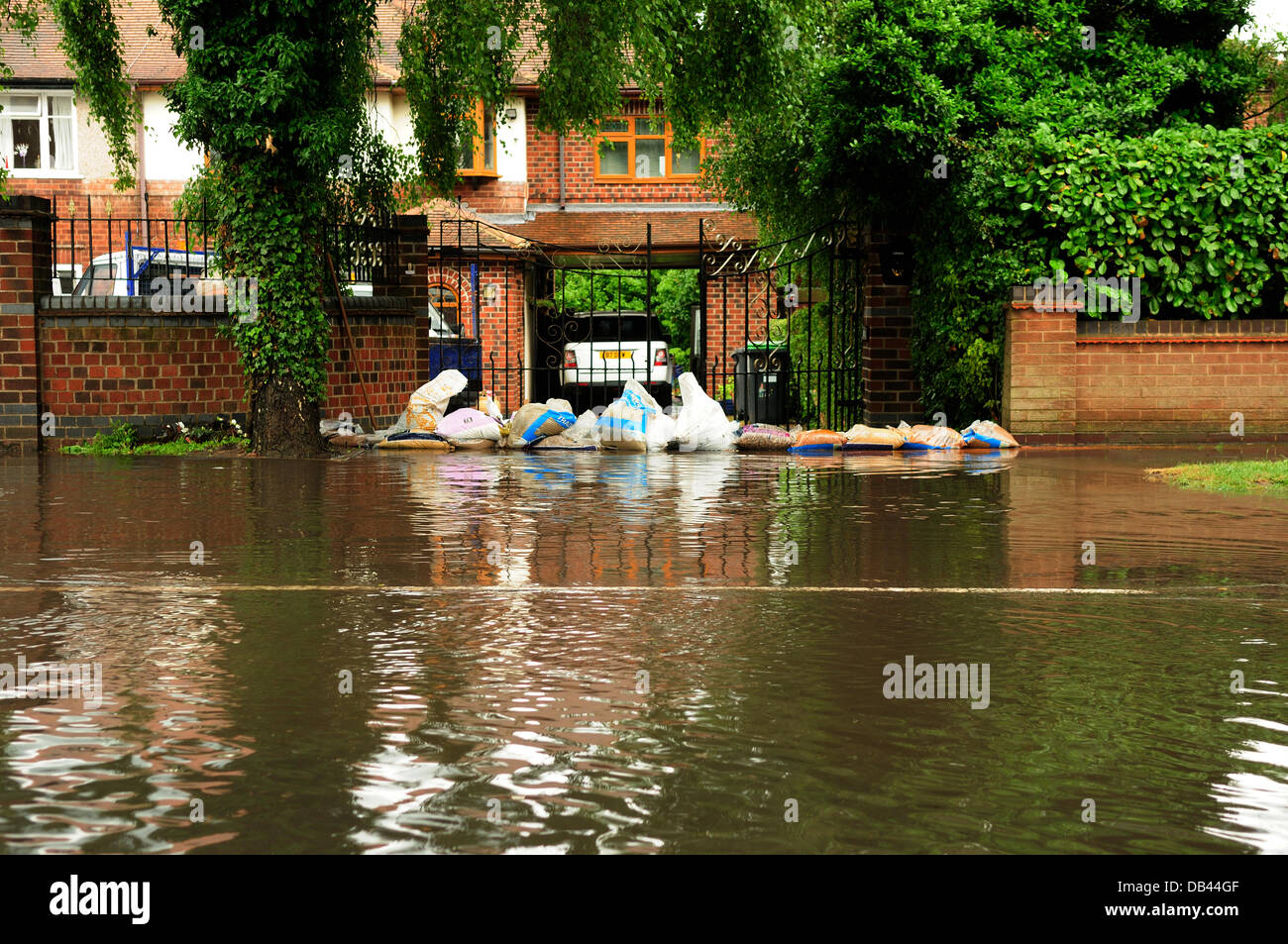 Hucknall, Notts.23rd July 2013.Flash Flooding, Thunder storms, high winds, wreak havoc on the roads in and round Nottinghamshire .Many roads and homes are flooded following the end of the heat wave. Credit:  Ian Francis/Alamy Live News Stock Photo