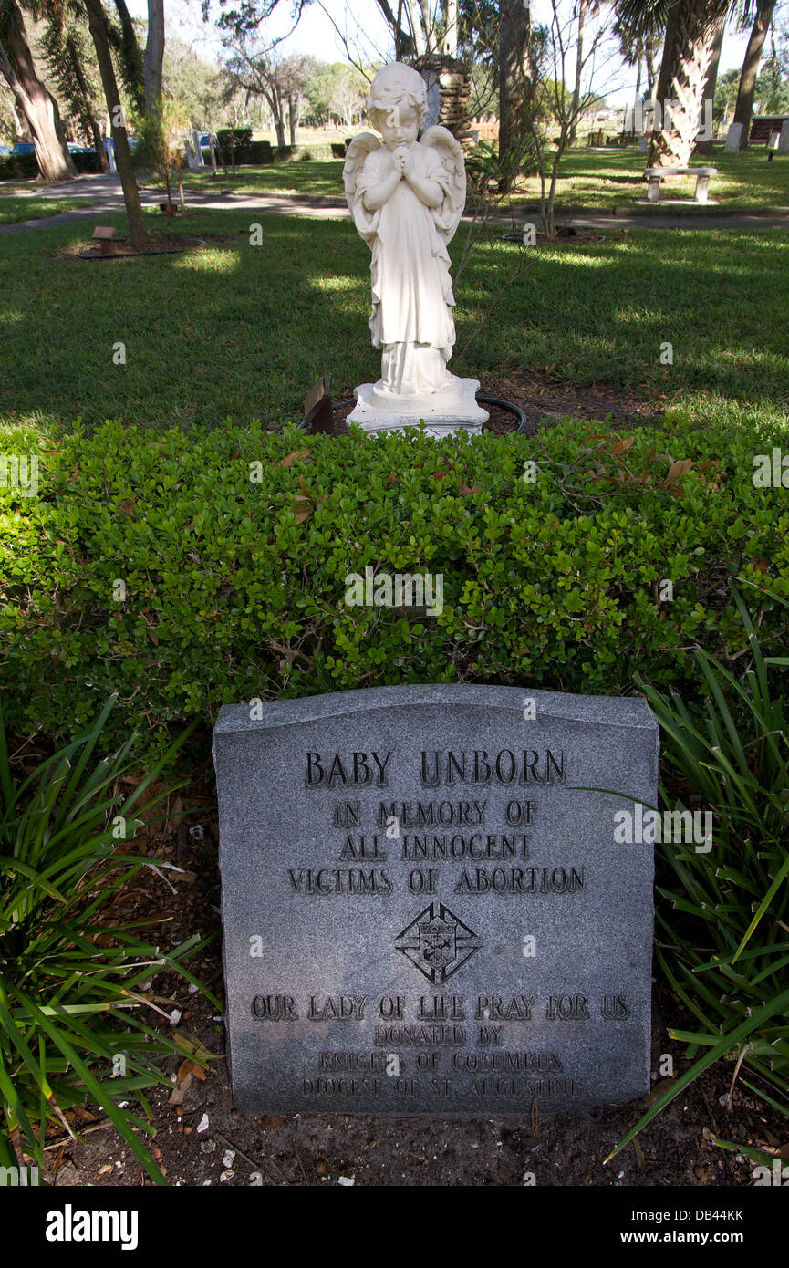 Unborn baby memorial, St. Augustine, Florida, USA Stock Photo