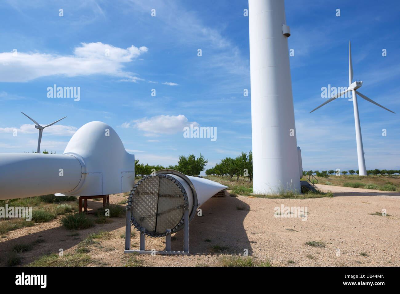 repair work on the propeller of a windmill Stock Photo Alamy