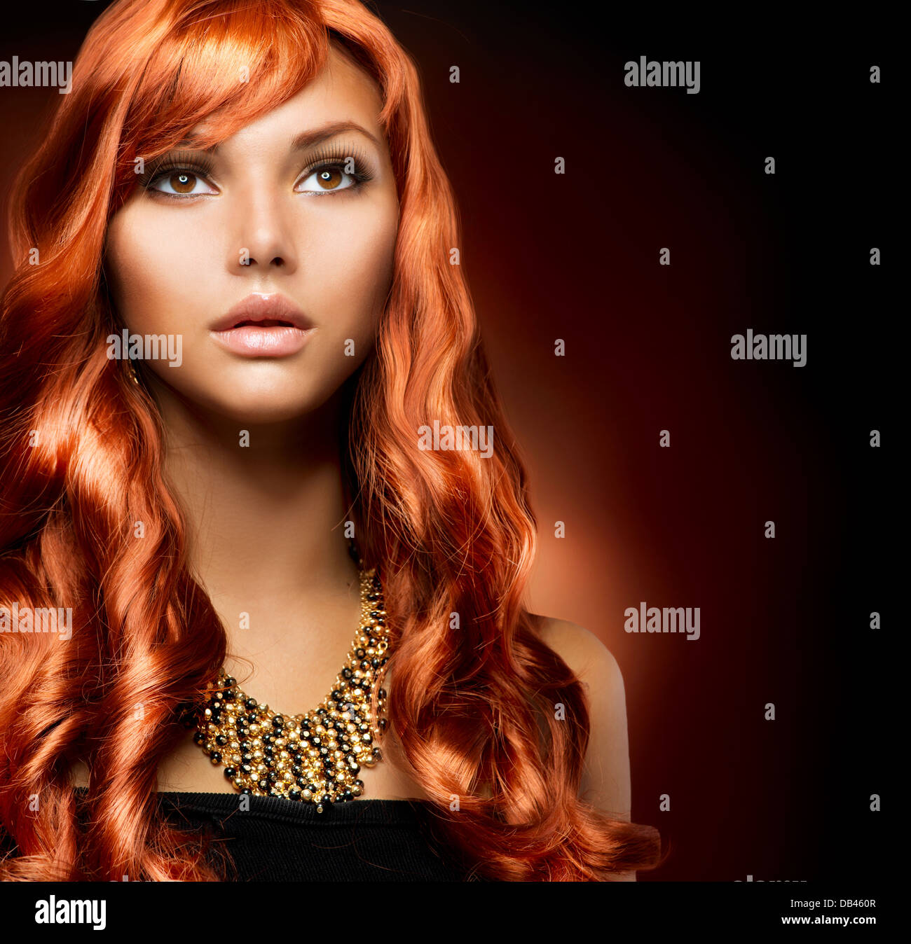 Portrait of a Beautiful Girl With Healthy Long Red Hair Stock Photo - Alamy