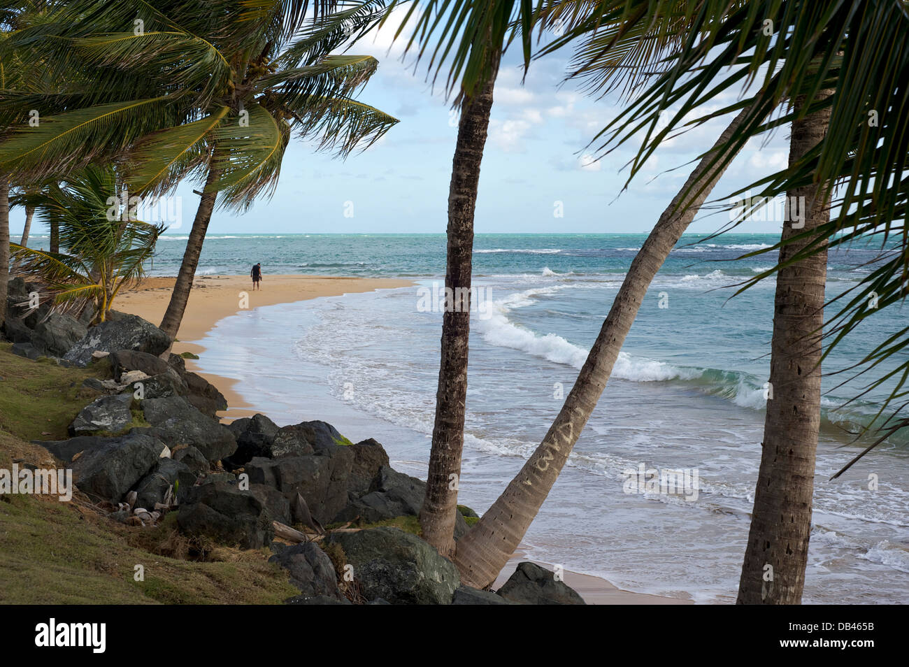 View of beach at Luquillo, Puerto Rico Stock Photo