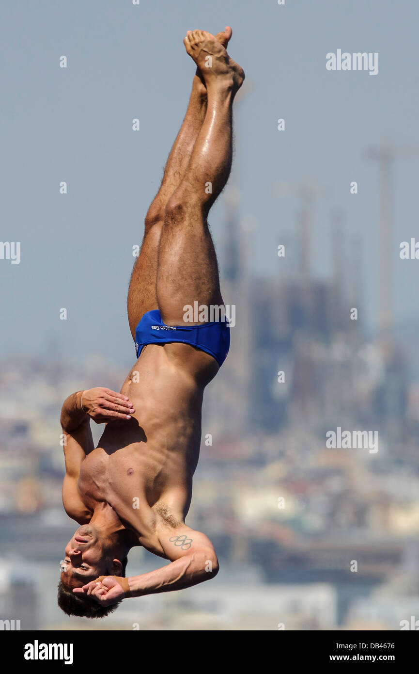 Barcelona, Spain. 23rd July, 2013. Tom Daley of Great Britain (GBR) in action during a Diving practice session on Day 4 of the 2013 FINA World Championships, at the Piscina Municipal de Montjuic. Credit:  Action Plus Sports/Alamy Live News Stock Photo