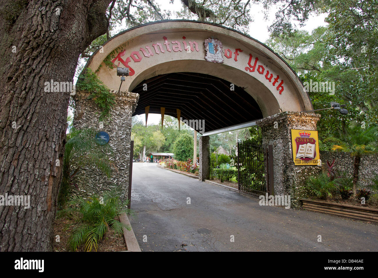 Entrance to Fountain of Youth, St. Augustine, Florida Stock Photo