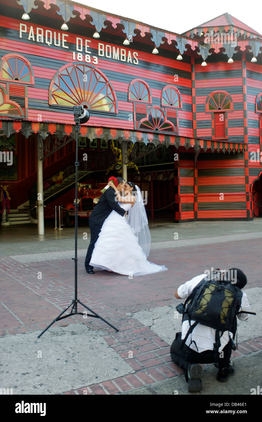 Wedding photo, Parque de Bombas, Puerto Rico Stock Photo