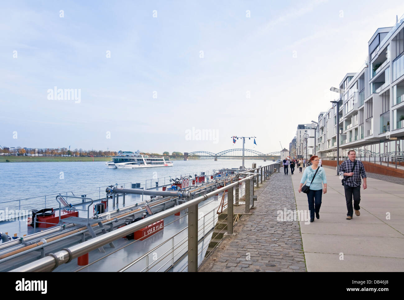 Modern riverside developments, Rheinauhafen, Cologne, Rhine-Westphalia, Germany Stock Photo