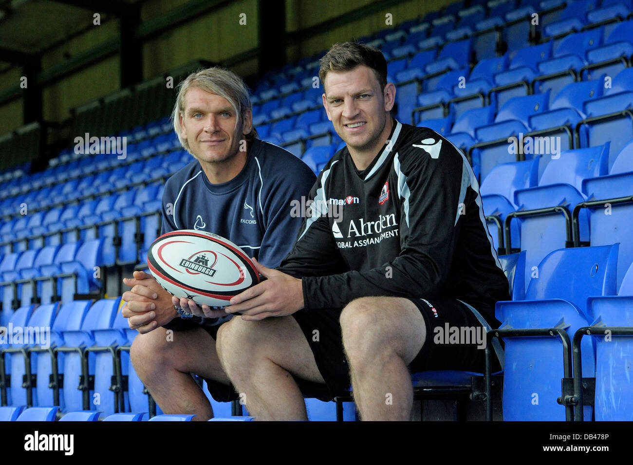 HAWICK, SCOTLAND - JULY 23: Newcastle Falcons' Scott MacLeod (left ...