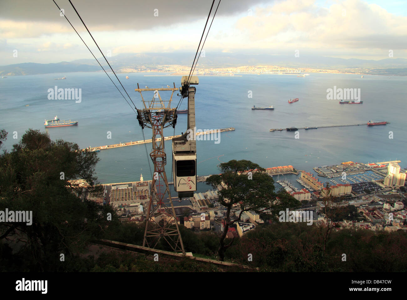 Gibraltar Cable Car, overlooking the Bay of Gibraltar Stock Photo Alamy