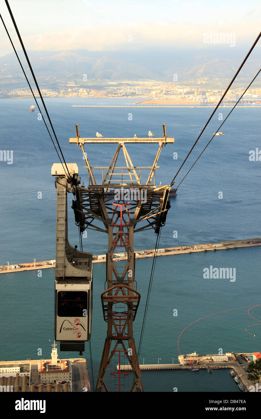 Gibraltar Cable Car, overlooking the Bay of Gibraltar Stock Photo Alamy