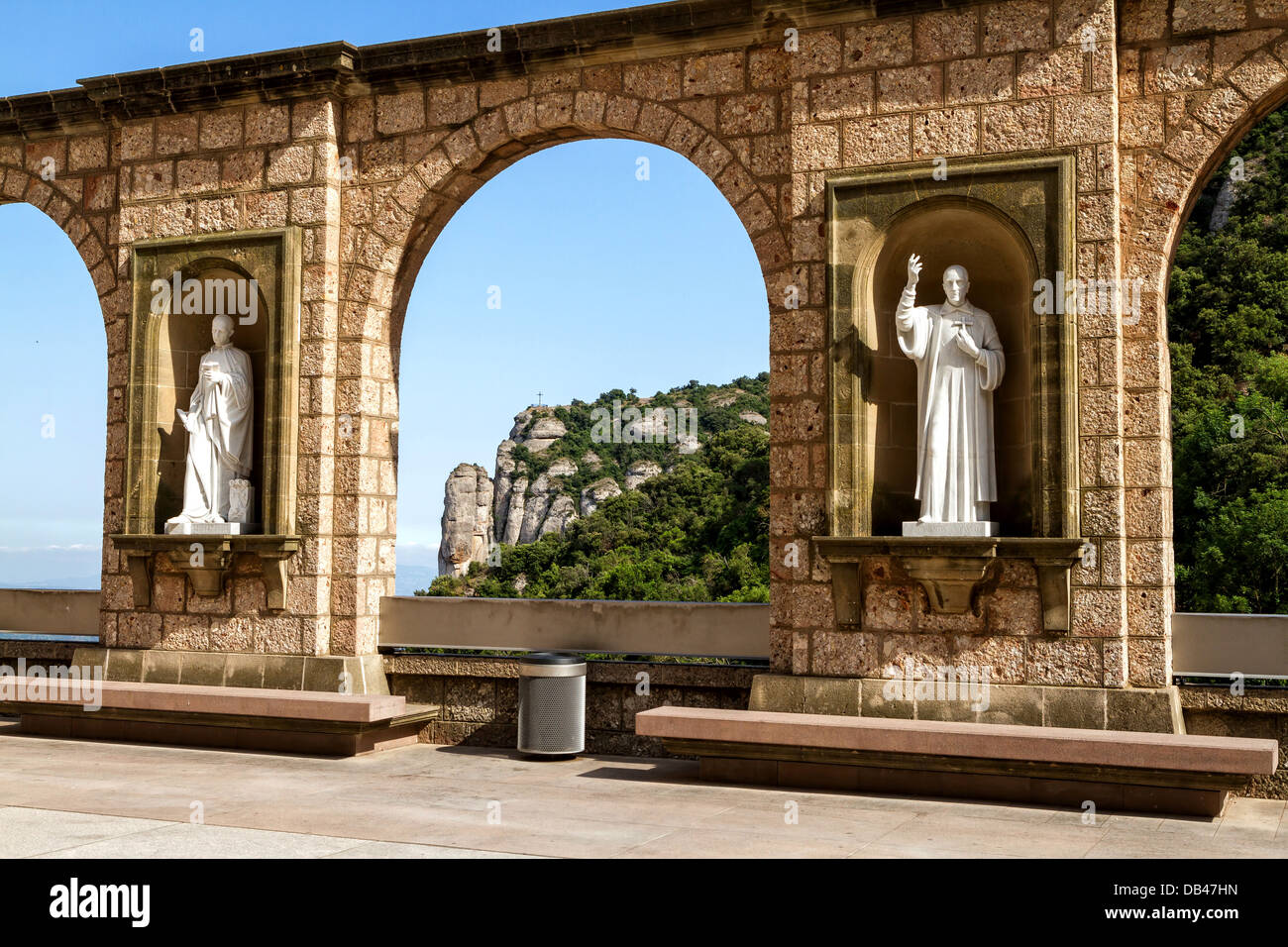 Sculptures in the cloister Montserrat Monastery, Tarragona province, Spain Stock Photo Alamy