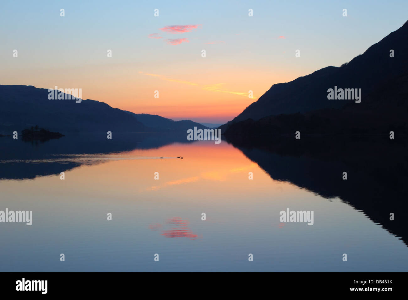 Ullswater in the English Lake District at sunrise in Spring Stock Photo