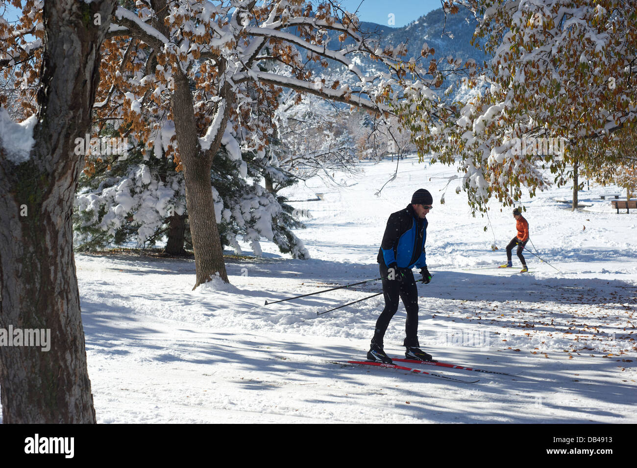 Cross-country skiing, Boulder, Colorado USA Stock Photo