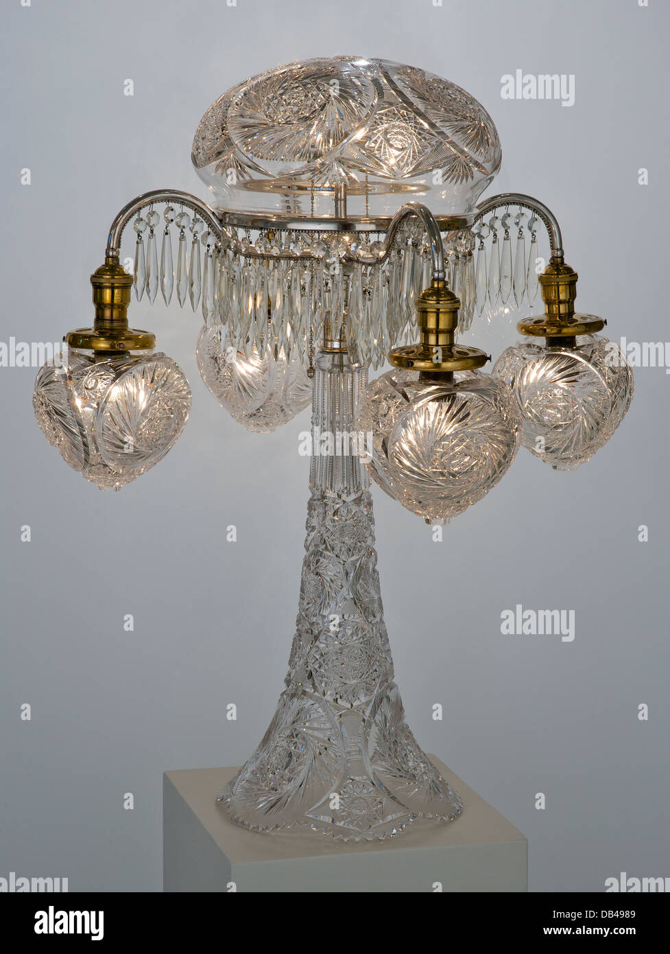 Cut glass electric table lamp Stock Photo