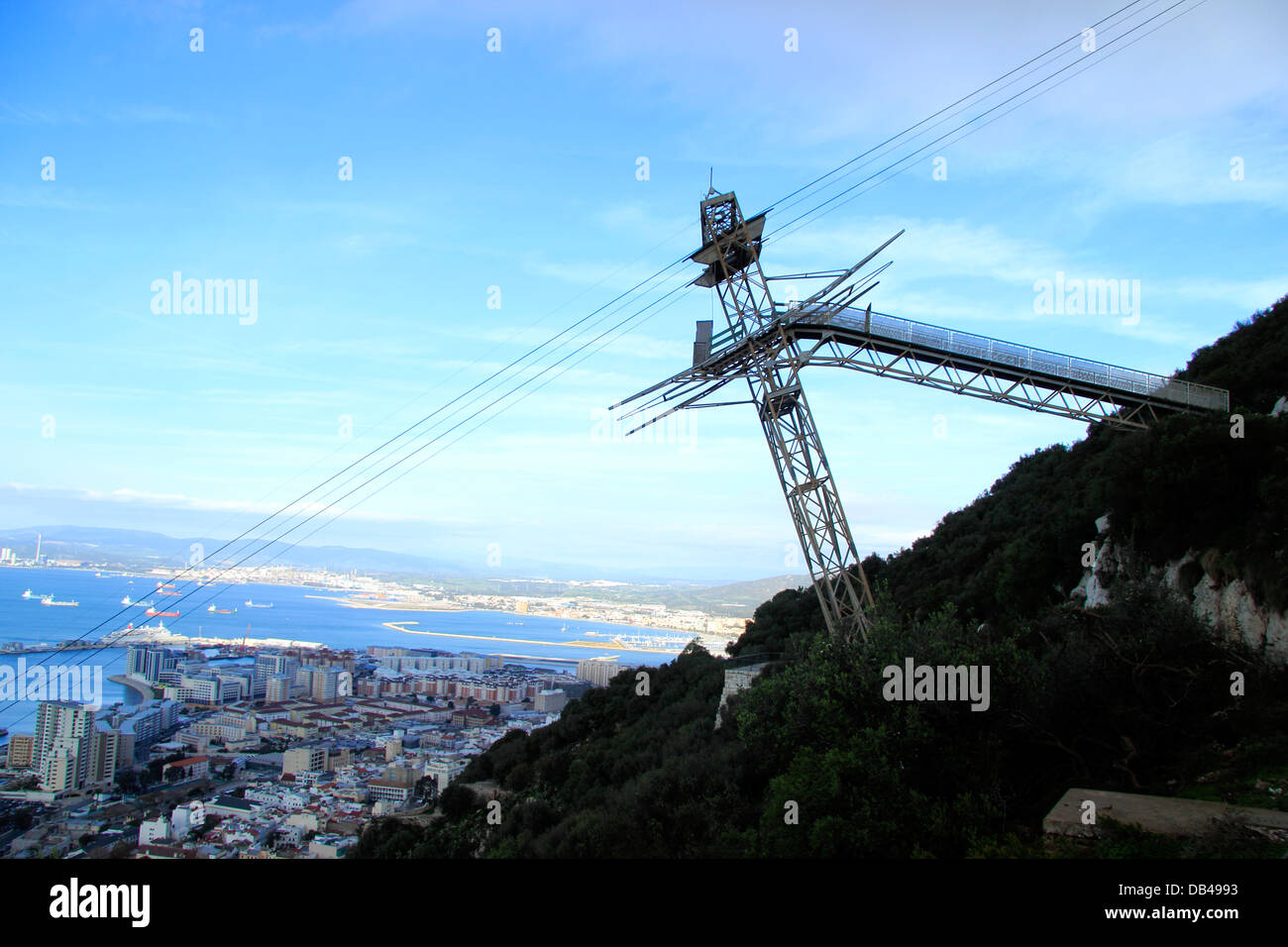 Gibraltar Cable Car, overlooking the Bay of Gibraltar Stock Photo Alamy