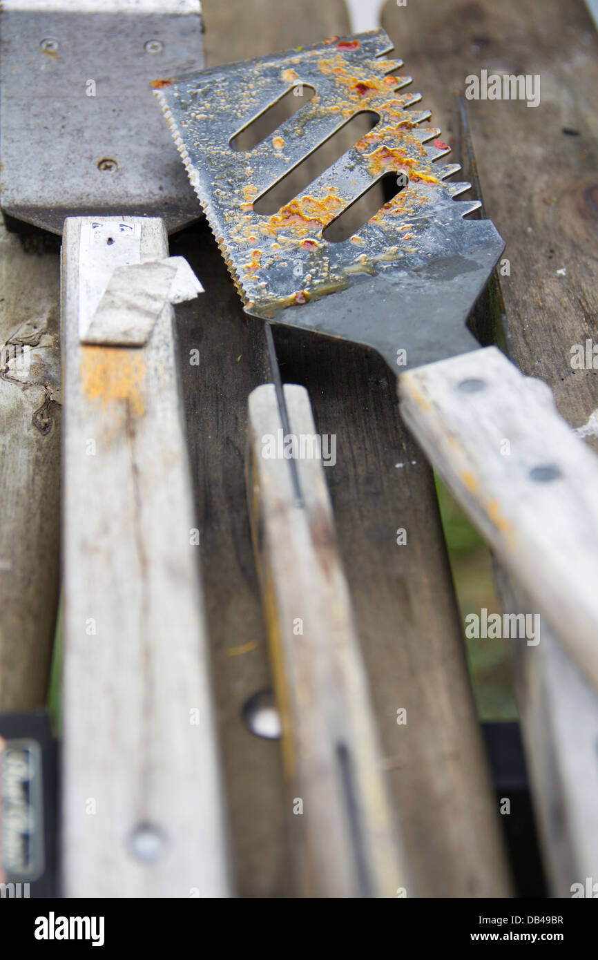 Outdoor grilling utensils Stock Photo Alamy