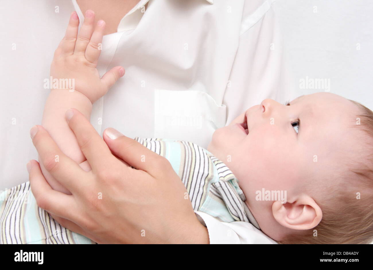 baby in mother's hands Stock Photo