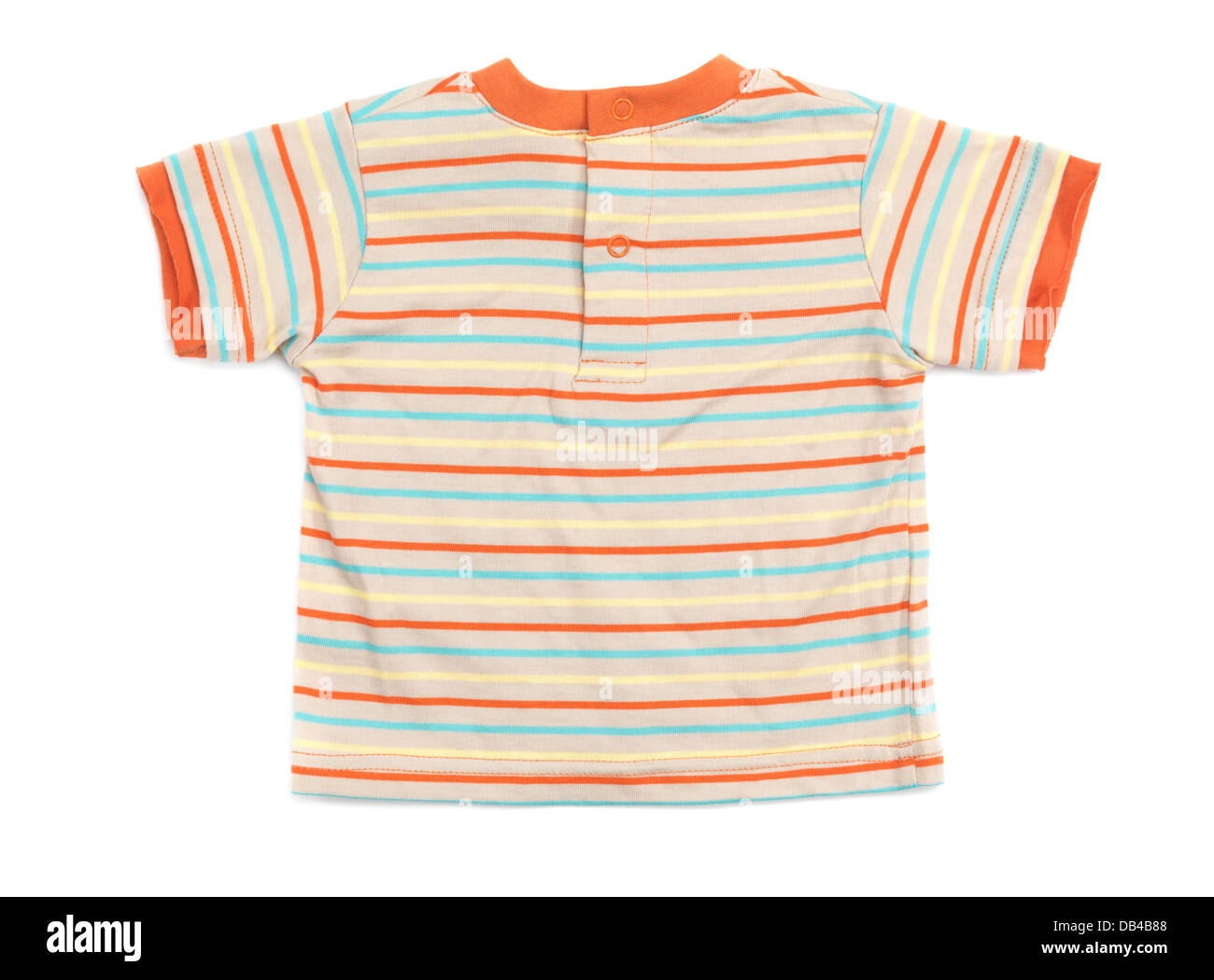 Baby boy stripy colorful T-shirt isolated on white background Stock Photo