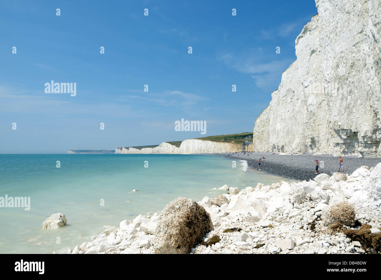 High tide on a summer afternoon at Birling Gap, East Sussex, UK Stock Photo