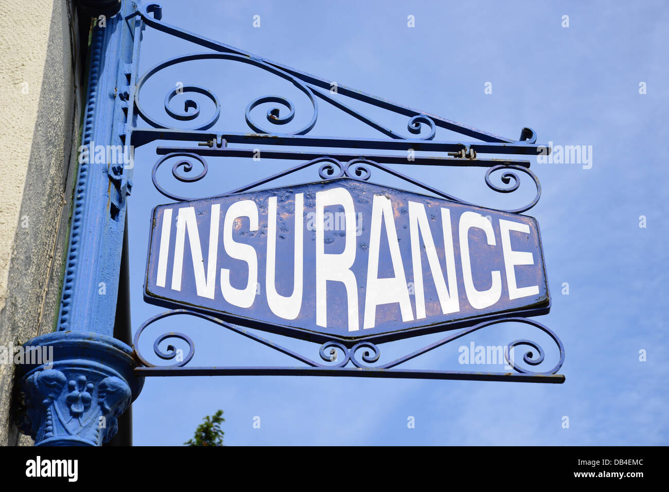 Vintage insurance sign, High Street, Epsom, Surrey, England, United Kingdom Stock Photo