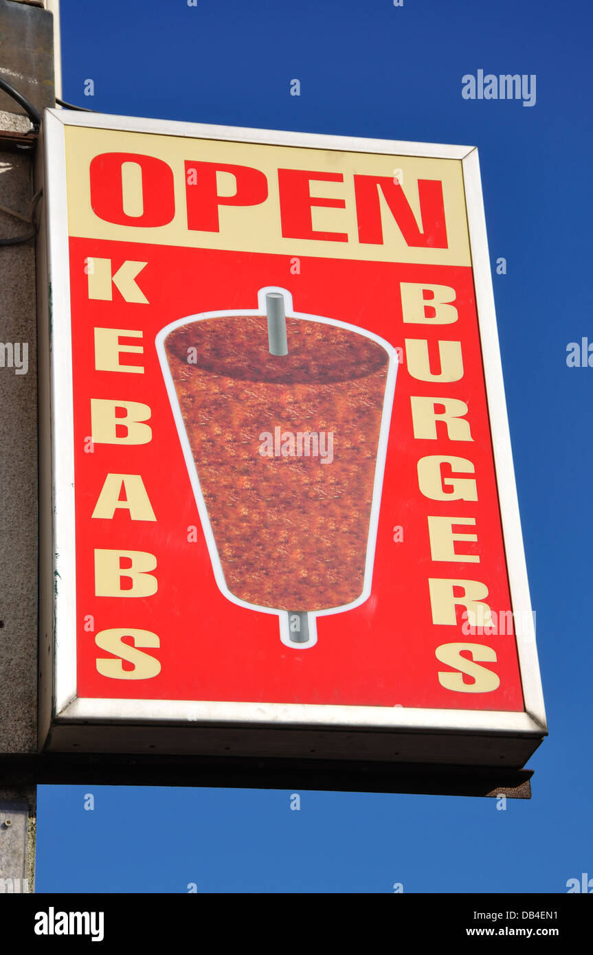 kebabs, burgers open sign, Leicester, England, Uk Stock Photo Alamy