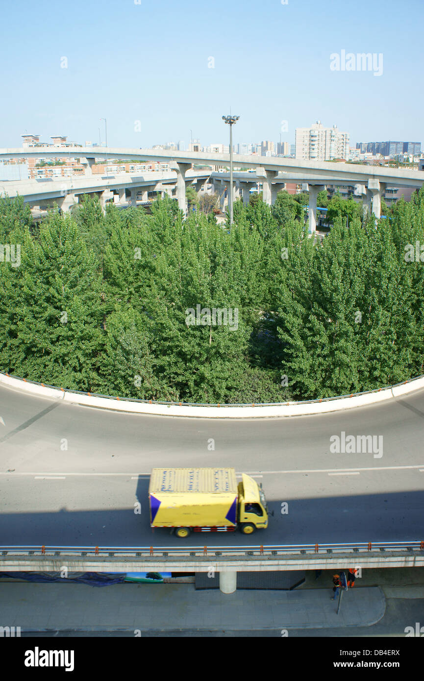 China cities roads traffic overpass intersection v Stock Photo