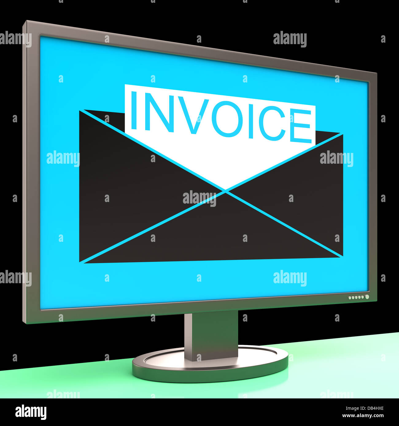 Invoice In Envelope On Monitor Showing Sending Payments Stock Photo