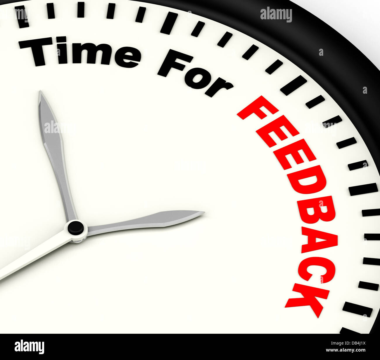 Time For feedback Shows Opinion Evaluation And Surveys Stock Photo
