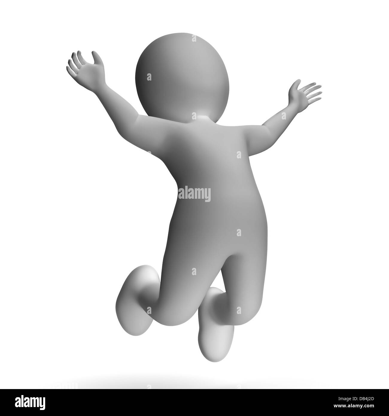 Jumping 3d Character Showing Excitement And Joy Stock Photo