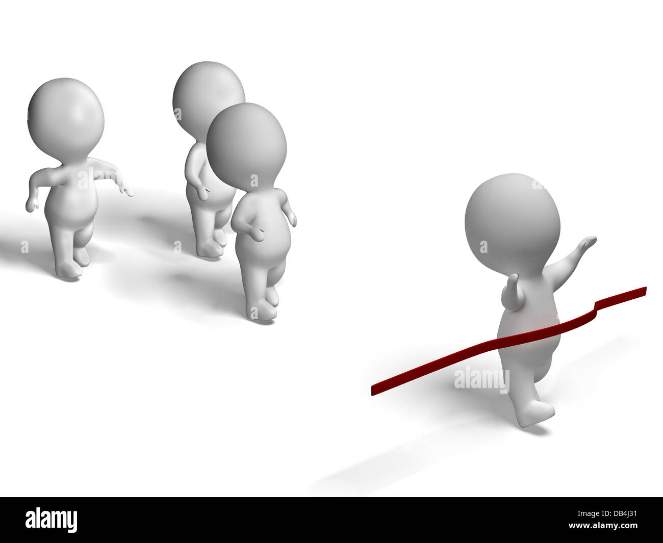 Winner Of Race Beating 3d Characters Showing Triumph Stock Photo - Alamy