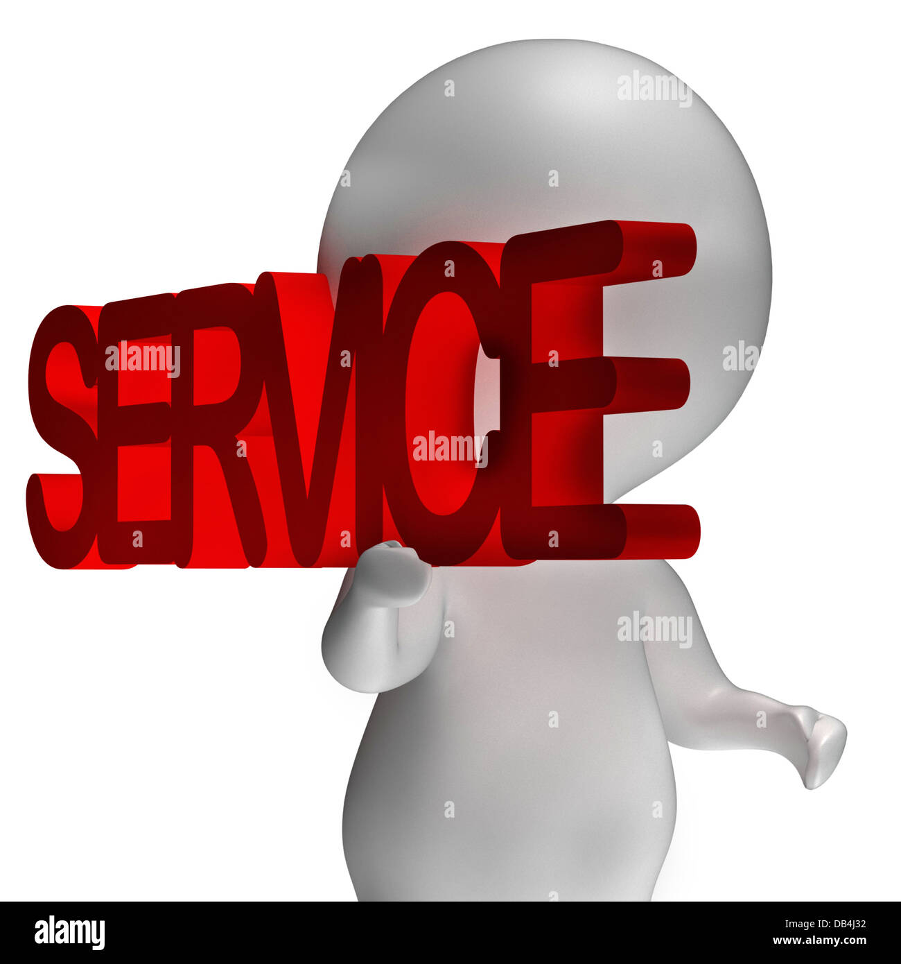 Service Word Carried By 3d Character Shows Maintenance And Repai Stock Photo