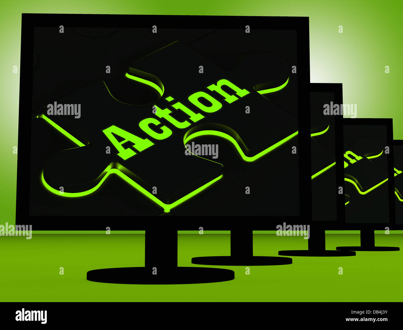Action On Monitors Showing Acting Stock Photo