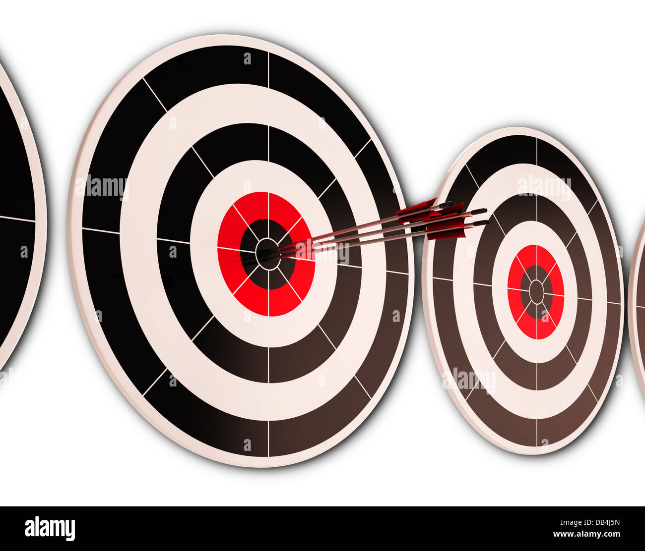 Triple Dart Shows Successful Performance And Result Stock Photo