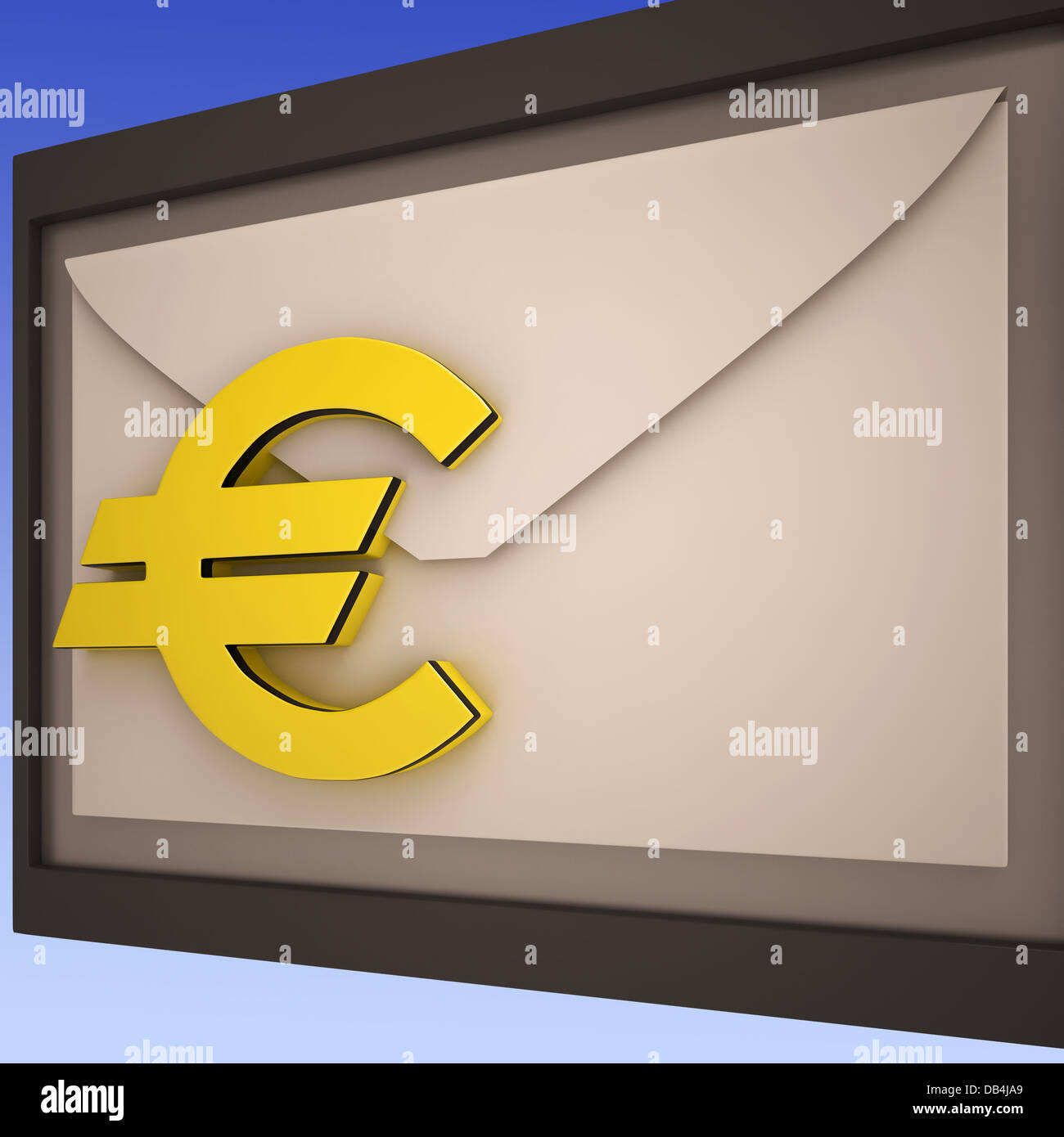 Euro On Envelope Shows European Correspondence Stock Photo