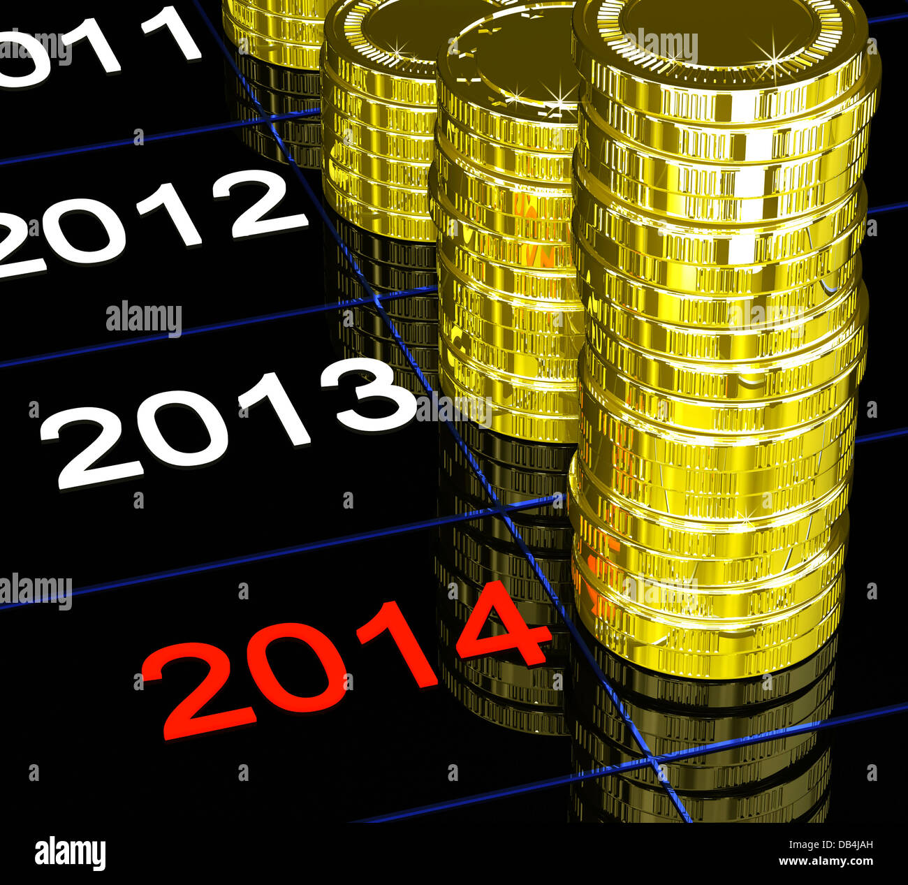 Coins On 2014 Showing Upcoming Finances Stock Photo