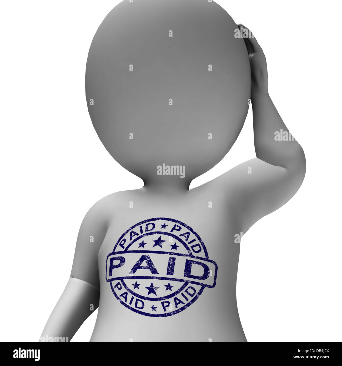 Paid Stamp On Man Showing Invoice Payment Confirmation Stock Photo