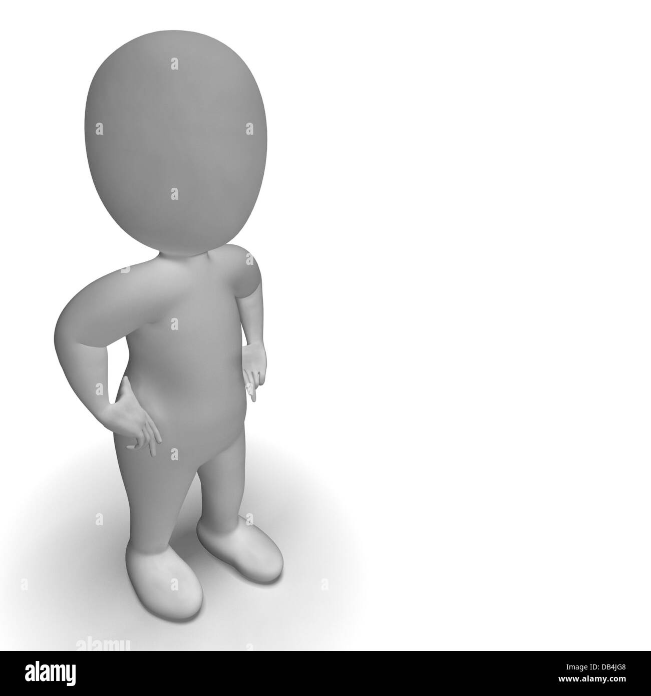 Cartoon character boy with hands on hips on white background. 3d