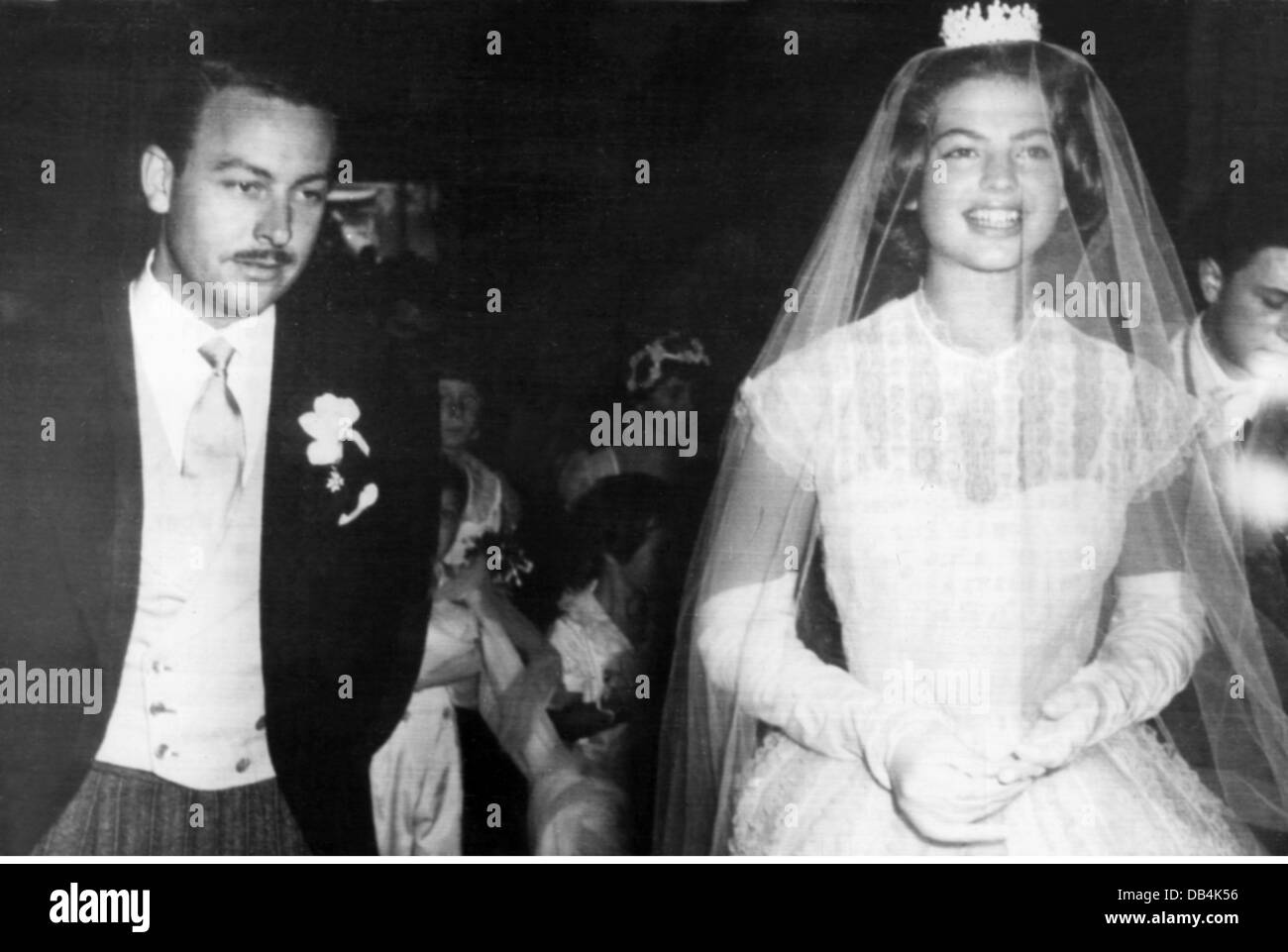 Hohenlohe-Langenburg, Alfonso zu, 28.5.1924 - 21.12.2003, Spanish businessman, wedding with Ira von Fuerstenberg, Venice, Italy, 17.9.1955, Stock Photo
