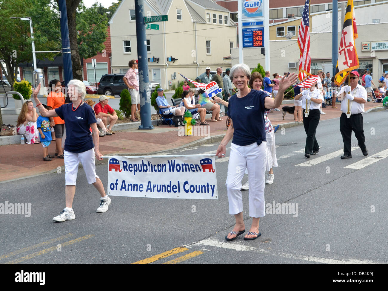 Republican women group march in the July4 parade in Annapolis, Maryland