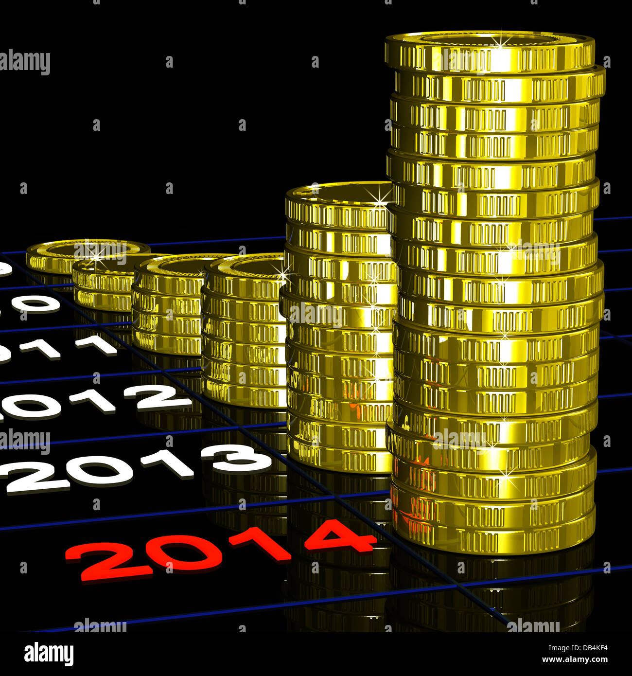 Coins On 2014 Shows Financial Expectations Stock Photo