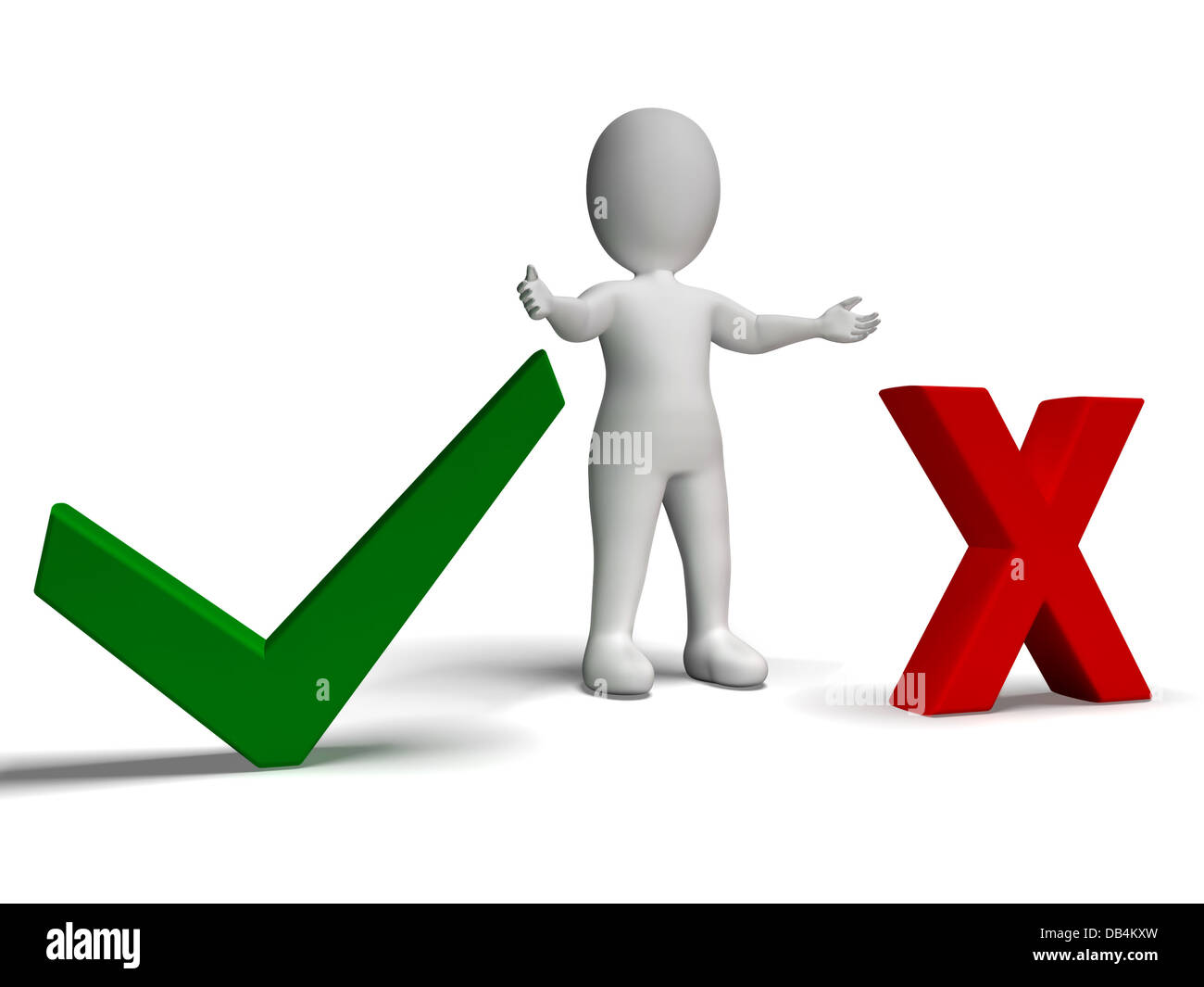 Tick And Cross Symbols In Front Shows Choice Or Decision Stock Photo