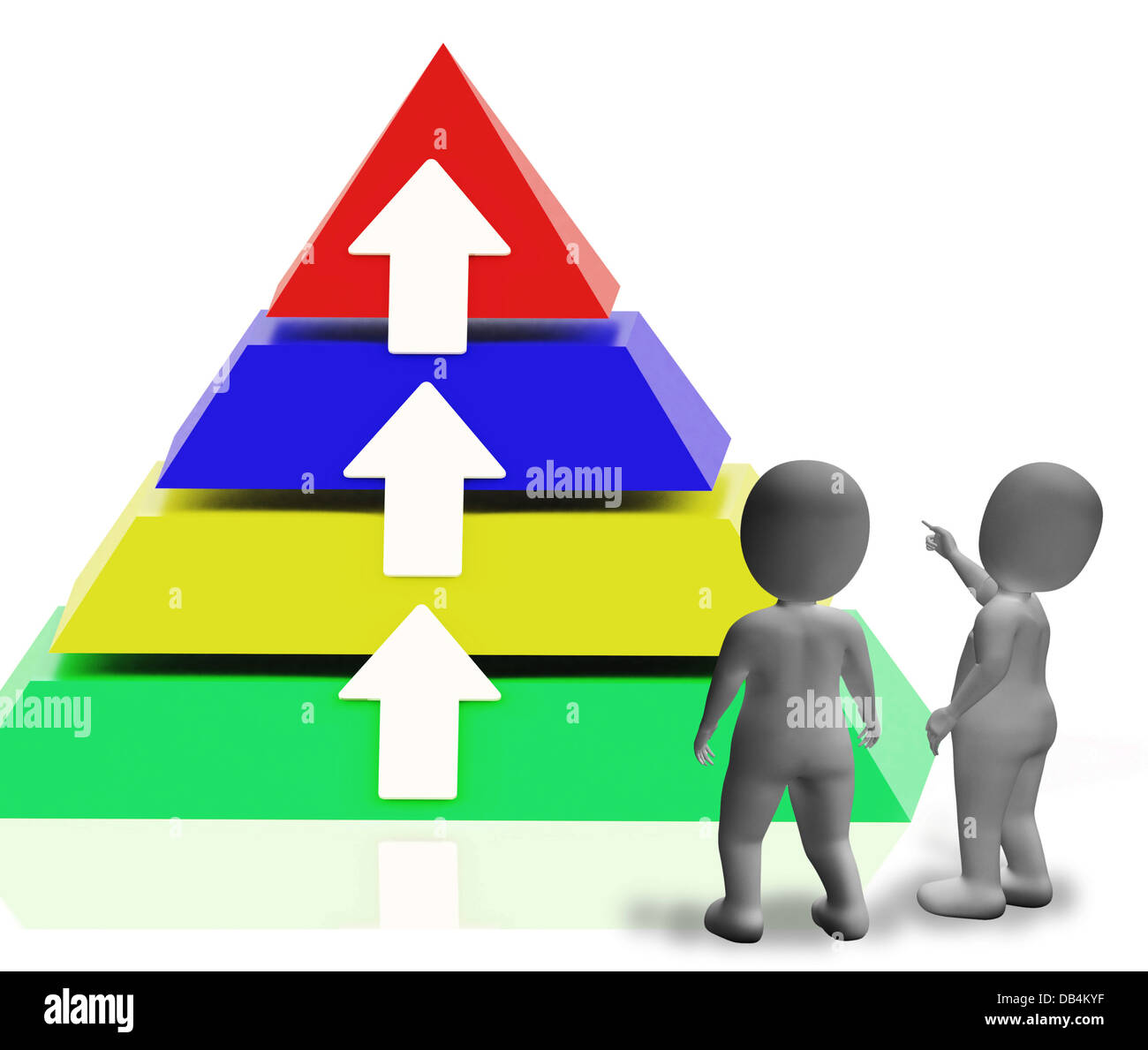 Pyramid With Up Arrows And Copyspace Showing Growth Or Progress Stock Photo
