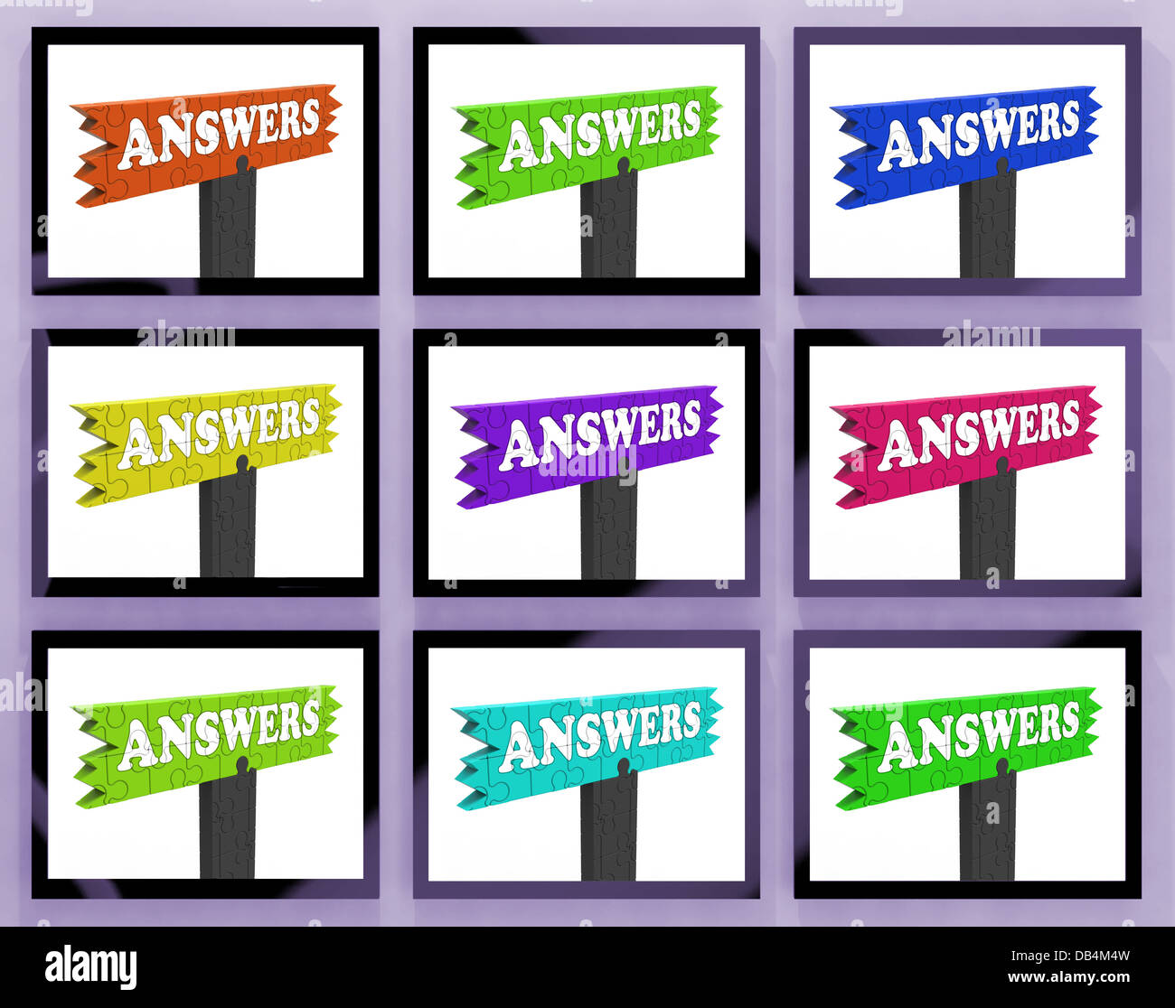 Answers Signs On Monitors Showing Assistance Stock Photo