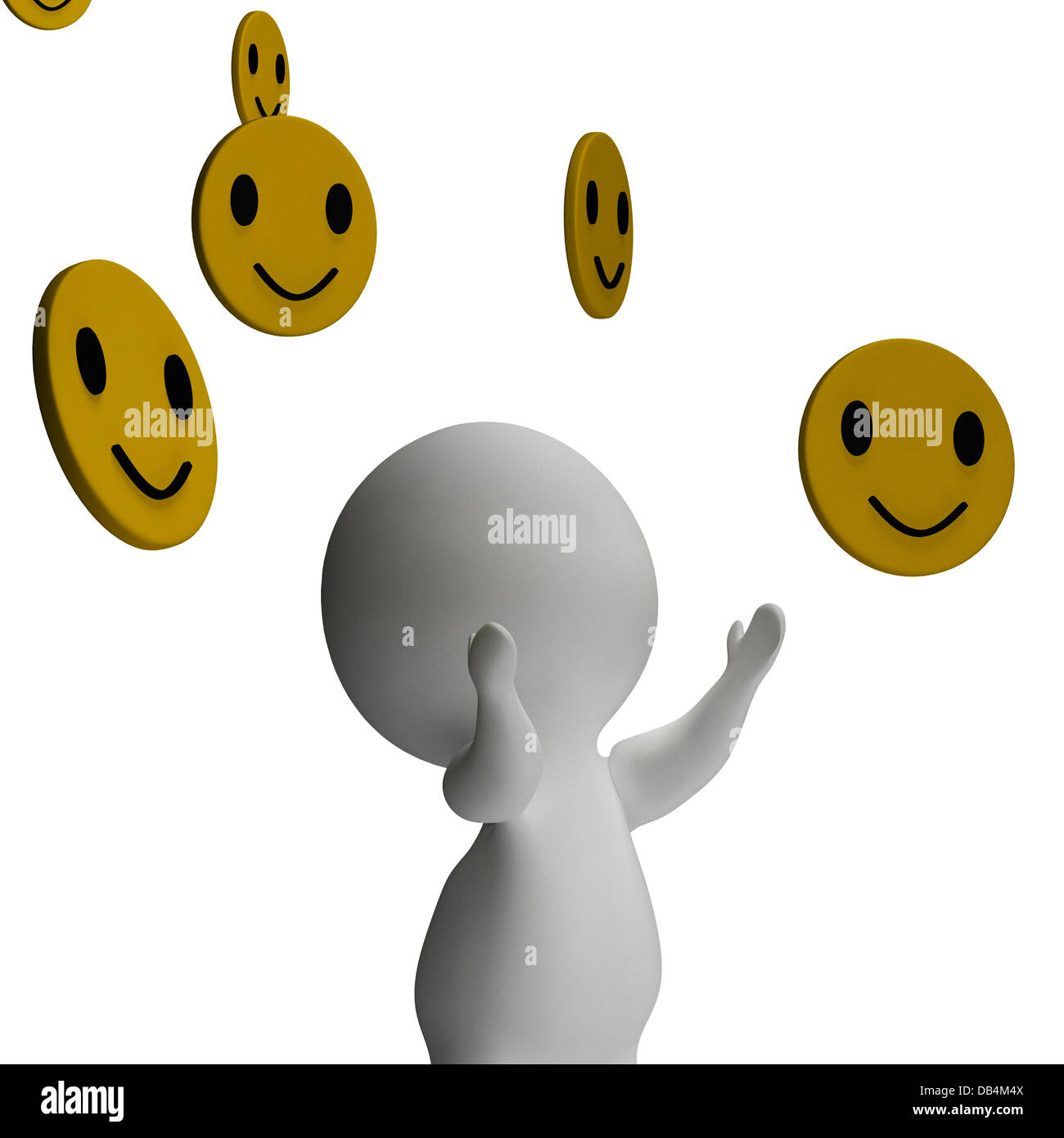 Smileys Smiling And 3d Character Showing Happiness Stock Photo