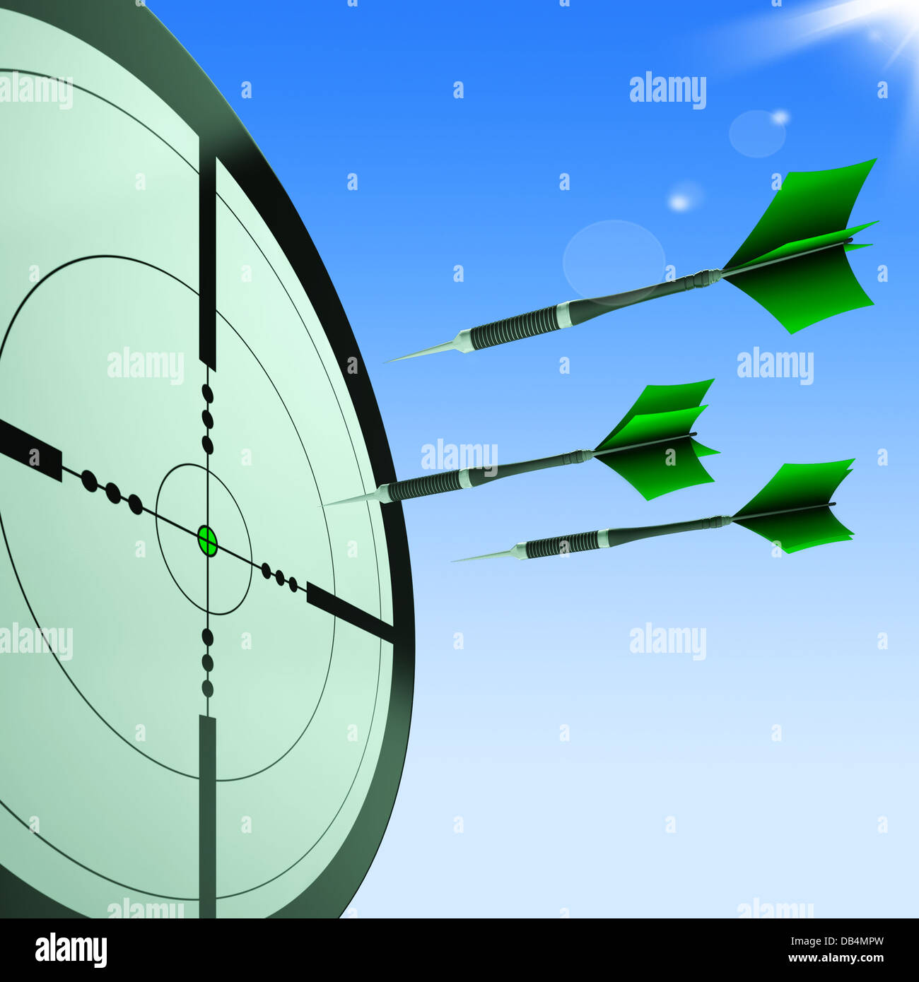 Arrows Aiming Target Shows Hitting Goals Stock Photo