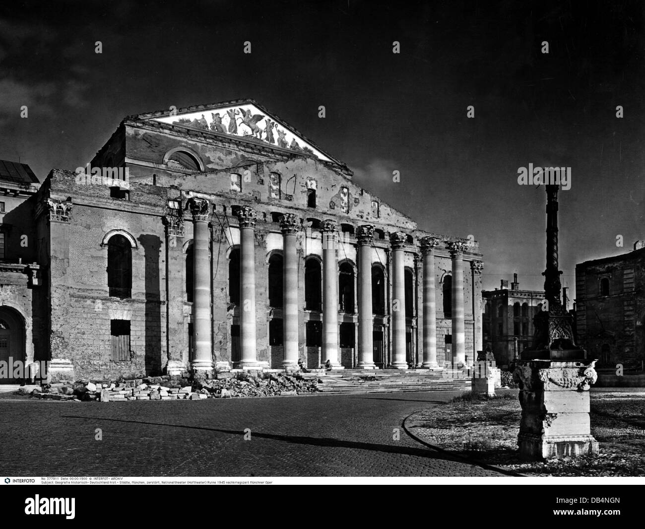 geography / travel, Germany, Munich, post war period, national theatre (royal theatre), exterior view, destroyed, 1945, Additional-Rights-Clearences-Not Available Stock Photo