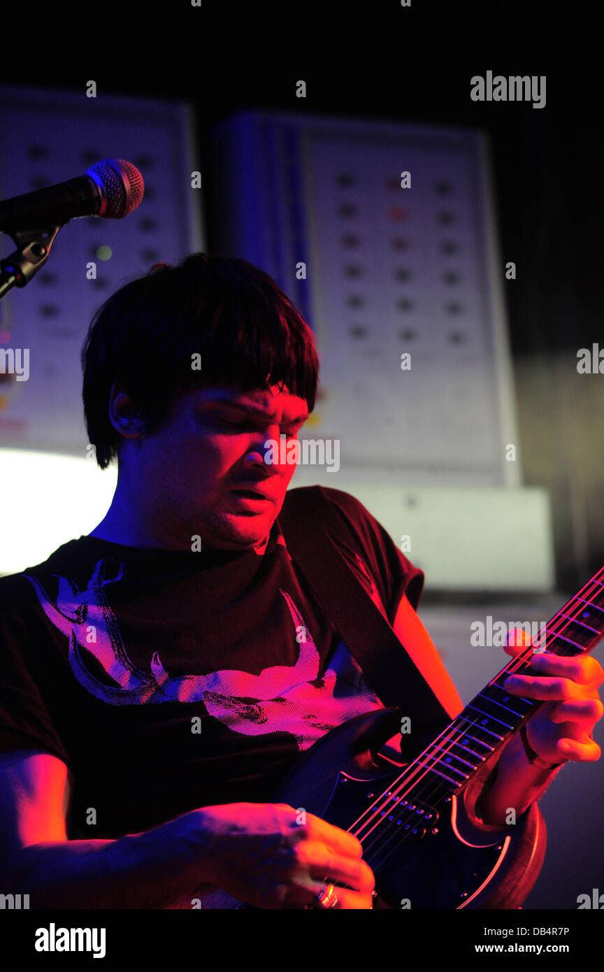 Conrad Keely of Trail of Dead performing on stage at the O2 Academy. Birmingham, England - 18.04.11 Stock Photo