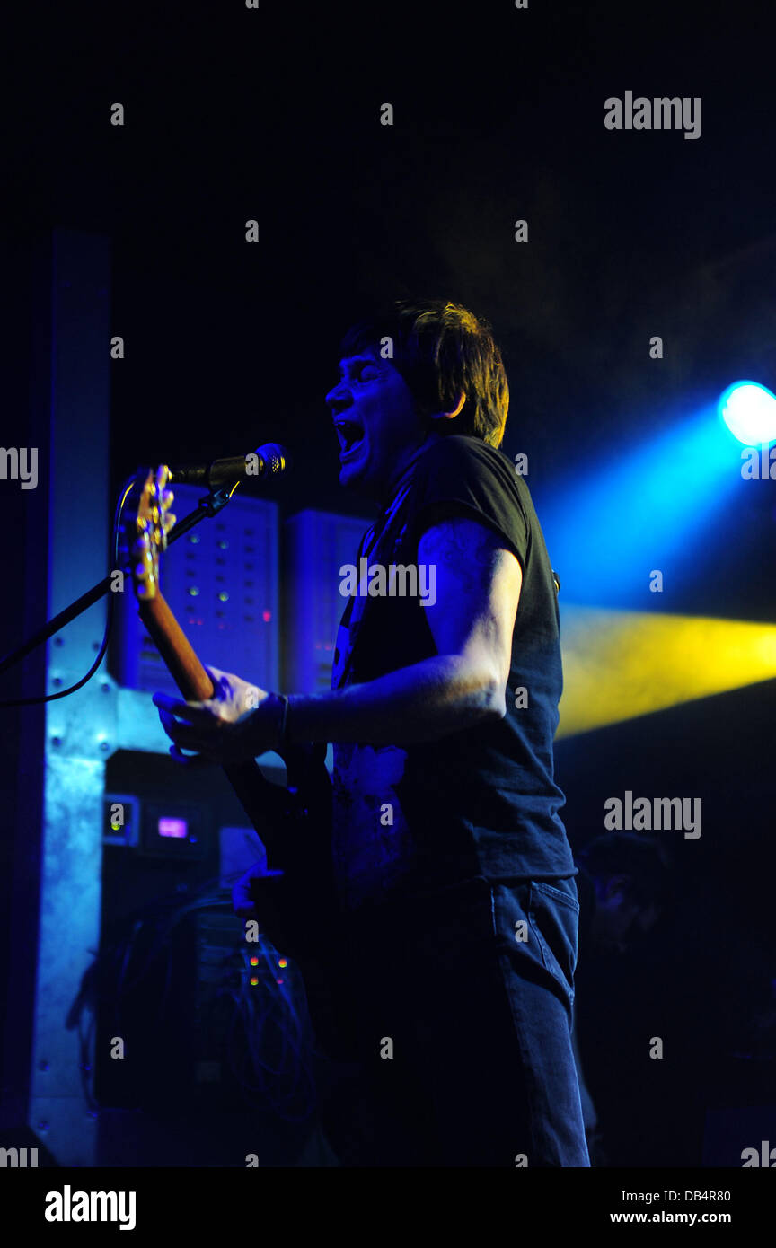 Conrad Keely of Trail of Dead performing on stage at the O2 Academy. Birmingham, England - 18.04.11 Stock Photo