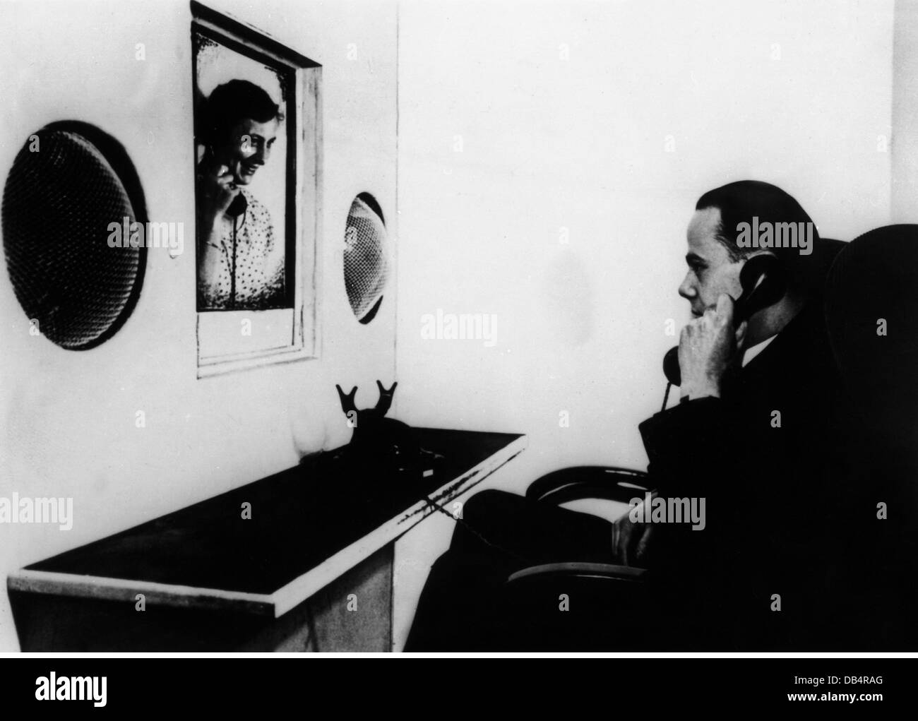 office, office, man with visual telephone, phoning, 1930s, Additional-Rights-Clearences-Not Available Stock Photo