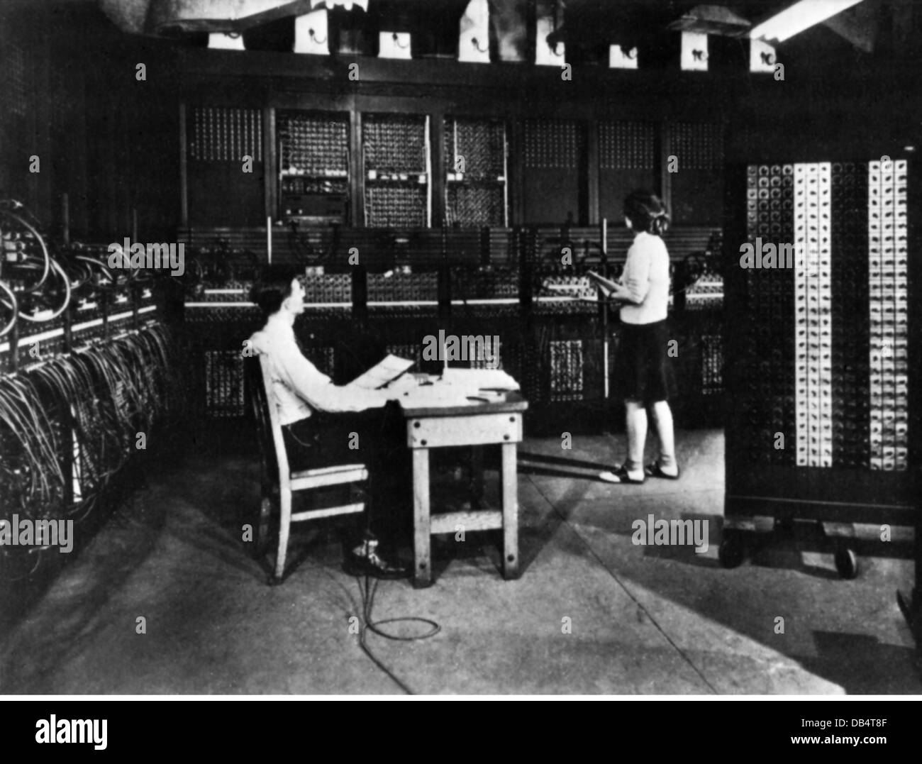 electronics, data processing, computer, ENIAC (Electronical Numerical and Computer), first working data processor with tube technology, 1946, Additional-Rights-Clearences-Not Available Stock Photo