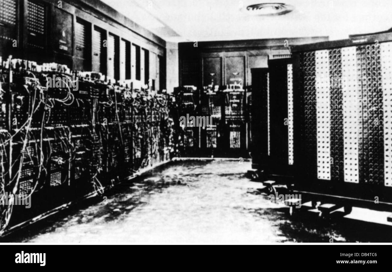 electronics, data processing, computer, ENIAC (Electronical Numerical and Computer), 1946, Additional-Rights-Clearences-Not Available Stock Photo