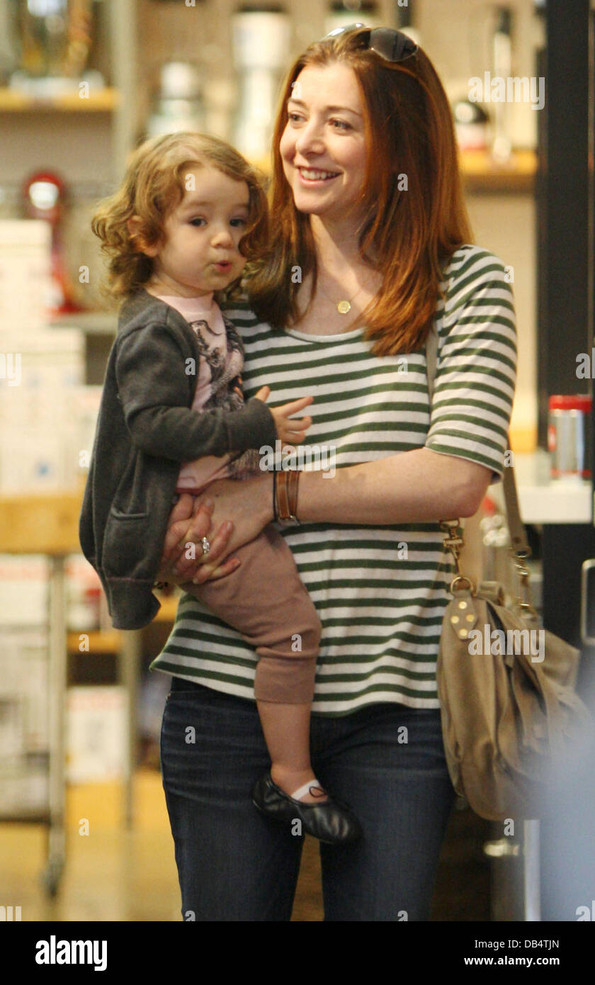 Alyson Hannigan and her daughter Satyana Marie Denisof out shopping in